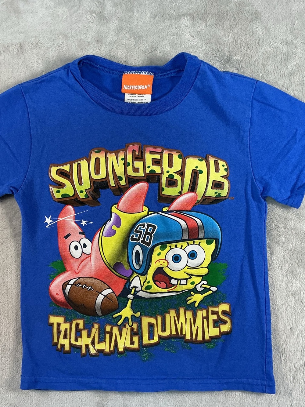 Y2K 2002 SpongeBob Tackling Dummies Kids Shirt 3T